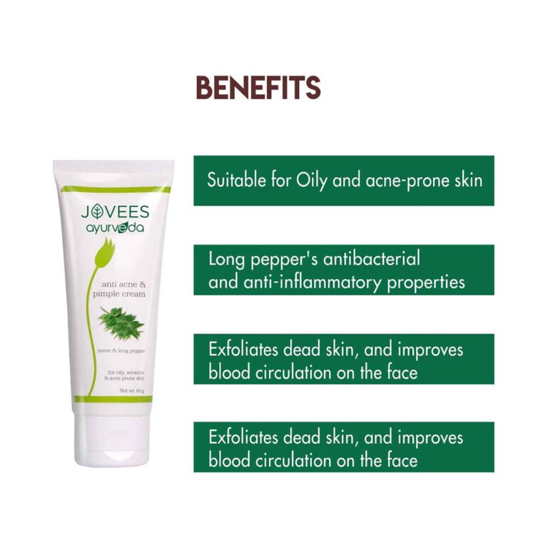 Jovees Ayurveda Neem & Long Pepper Anti Acne & Pimple Cream (60g) - Jovees