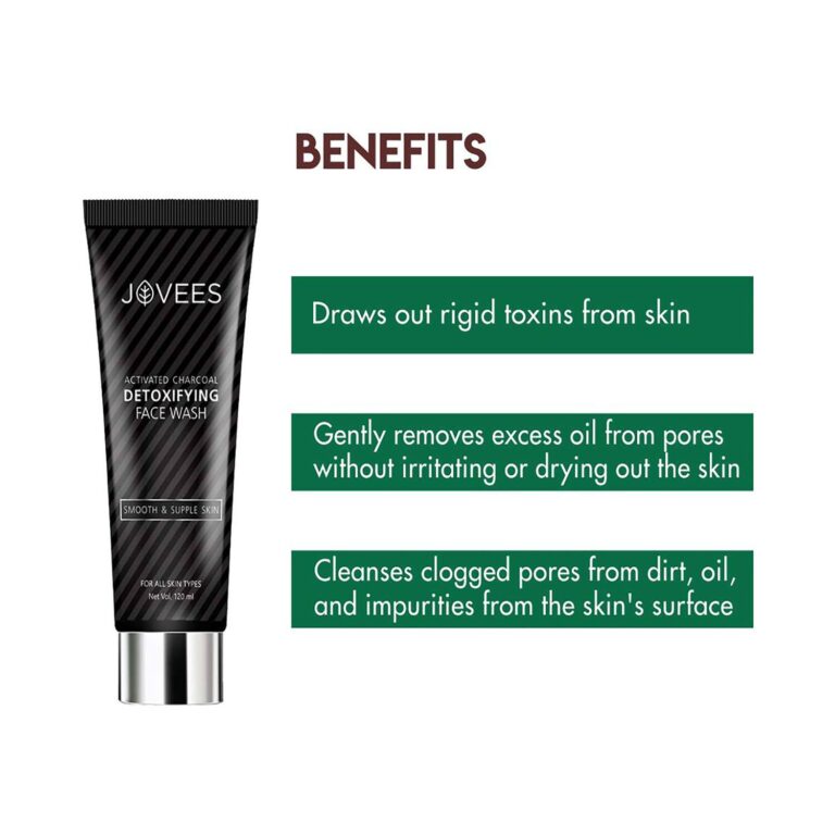 Jovees Detoxifying Activated Charcoal Facewash (120ml) - Jovees