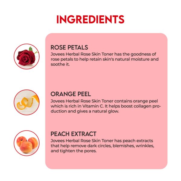 Jovees Herbal Rose Toner For Face with Rose Water and Vitamin C for All Skin Types Pack of 2 Combo - Jovees