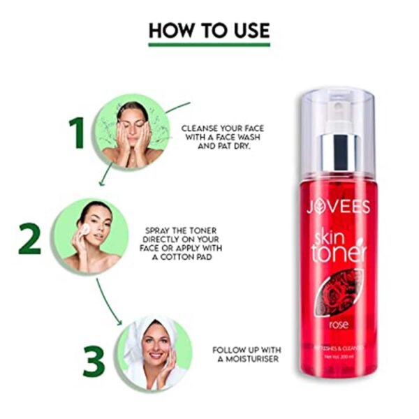 Jovees Herbal Rose Toner For Face with Rose Water and Vitamin C for All Skin Types Pack of 2 Combo - Jovees