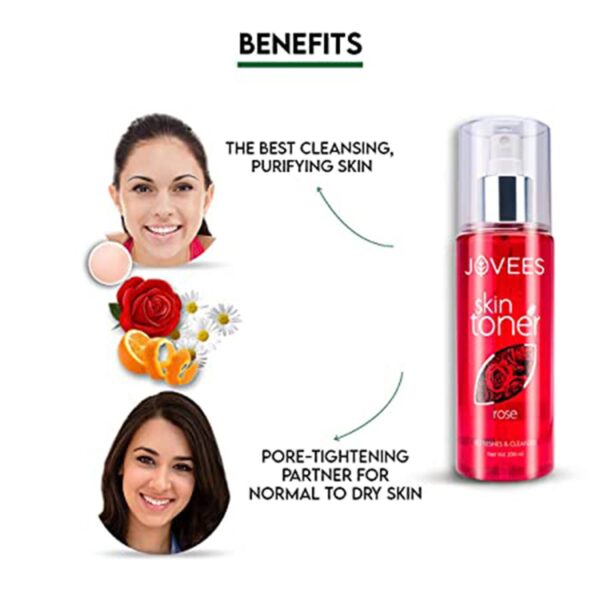 Jovees Herbal Rose Toner For Face with Rose Water and Vitamin C for All Skin Types Pack of 2 Combo - Jovees