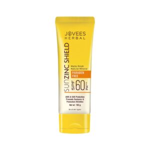 Jovees Herbal Sun Zinc Shield SPF 60 PA+++ Broad Spectrum | Matte Finish | Oil Free | UVA/UVB & Blue Light Protection | For All Skin Types 100g