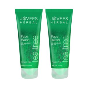 Jovees Herbal Tea Tree Oil Face Wash For Oily and Sensitive Skin and Paraben (120 ml) Pack of 2 - Jovees