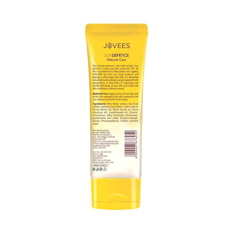 Jovees Sun Defence Natural Care SPF 50 PA++ Cream (50g) - Jovees