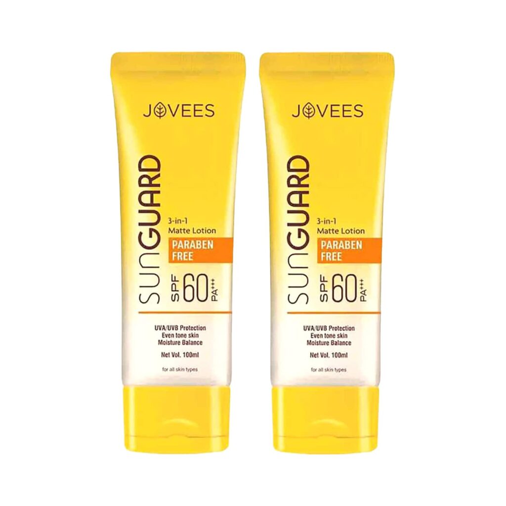 Jovees Sun Guard 3 in 1 SPF 60 PA++ Paraben Free Matte Lotion (100 ml) Pack of 2 Combo - Jovees