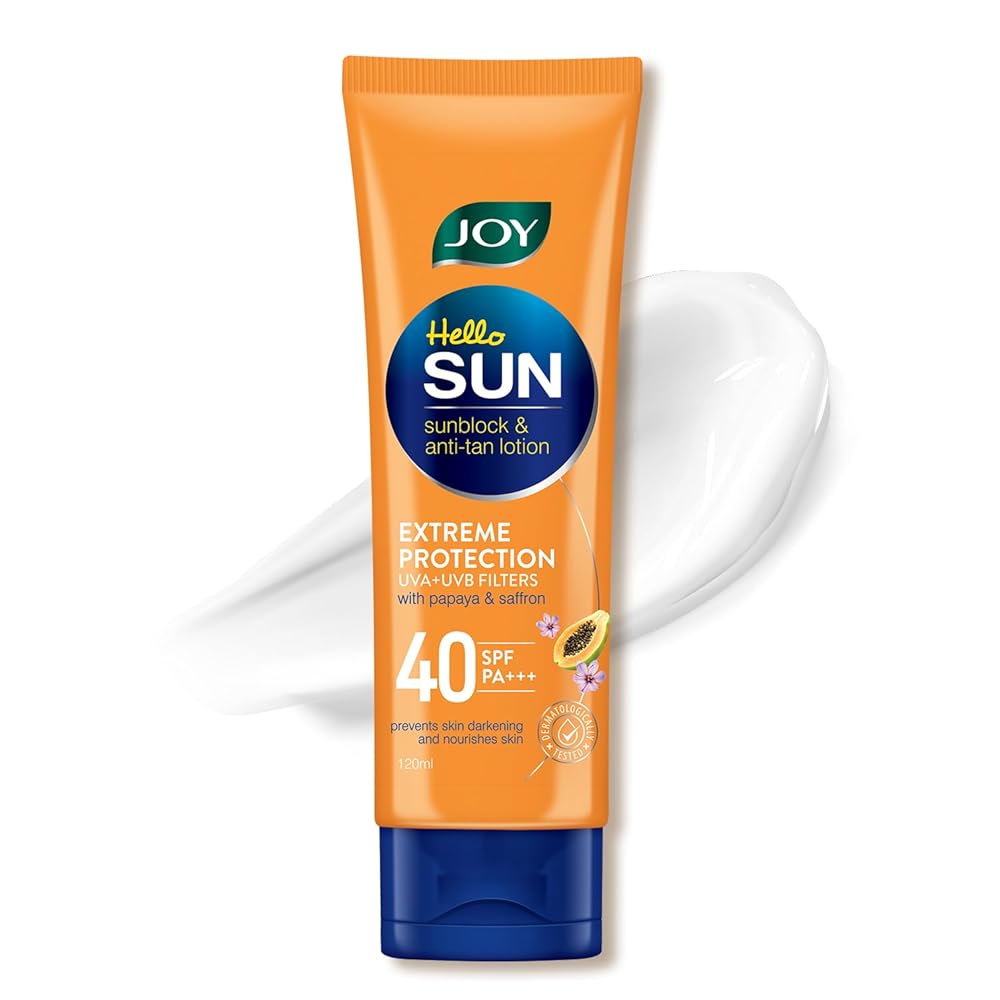 Joy Anti Tan SPF 40 Face & Body Sunscreen with 97% Sun Protection & Prevents Skin Darkening (120ml) | Lightweight, Water Resistant & Leaves Zero White Cast | Suitable for Normal...