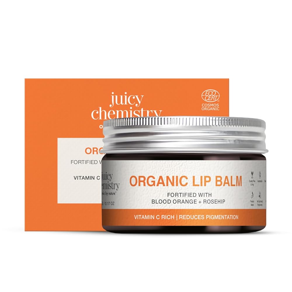 Juicy Chemistry Blood Orange & Rosehip Lip Balm, 5 G |Enriched with Natural Ceramides to Hydrate, Moisturise & Reduce Pigmentation|Formulated with Organic Castor Oil, Jojoba Oil...