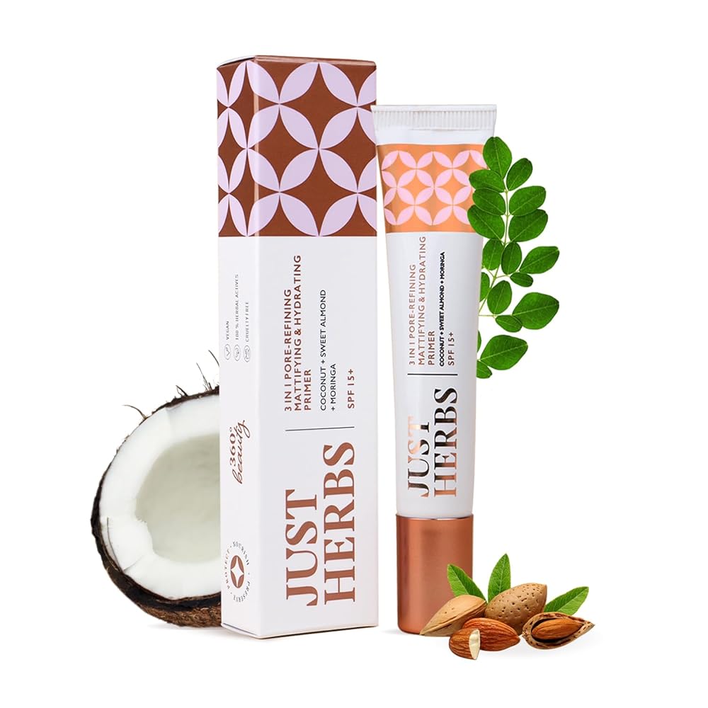 Just Herbs 3 in 1 Pore-Refining,Minimizer Mattifying & Hydrating Primer for Face Makeup Normal Oily,Dry and Combination Skin Types 20g
