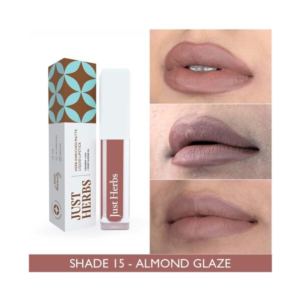 Just Herbs Ayurvedic Matte Liquid Lipstick - 15 Almond Glaze (2ml) - Just Herbs