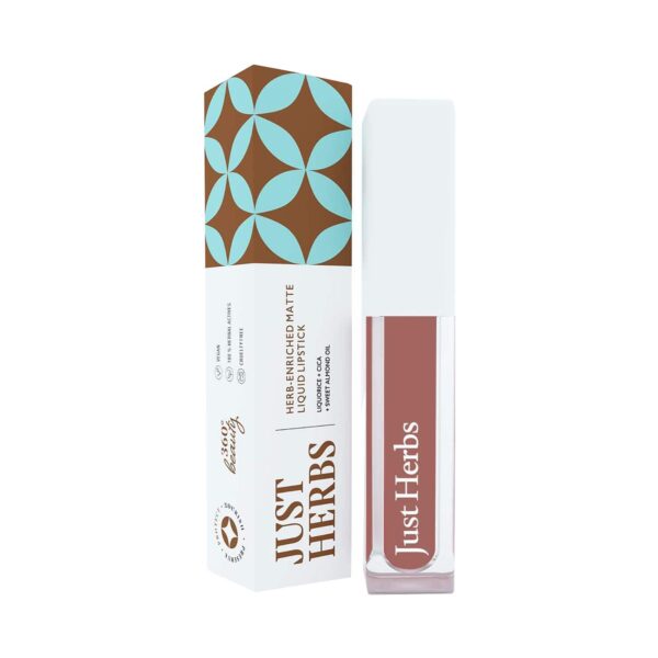 Just Herbs Ayurvedic Matte Liquid Lipstick - 15 Almond Glaze (2ml) - Just Herbs