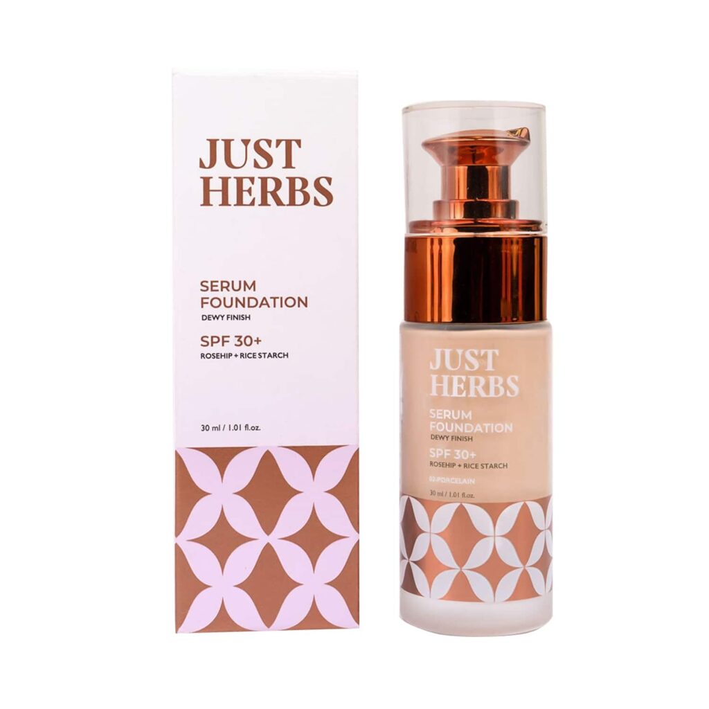 Just Herbs Dewy Finish Serum Foundation SPF 30+ - 02 Porcelain (30ml) - Just Herbs