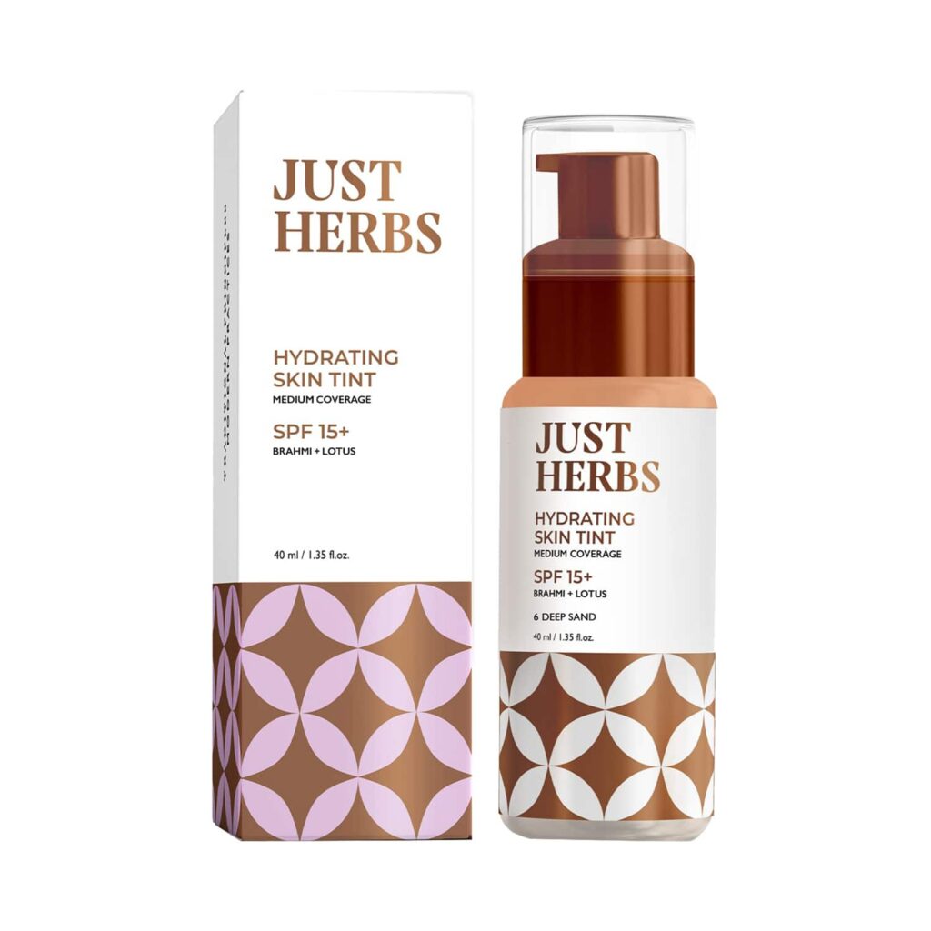 Just Herbs Hydrating Skin Tint BB Cream Foundation - 6 Deep Sand (40ml) - Just Herbs