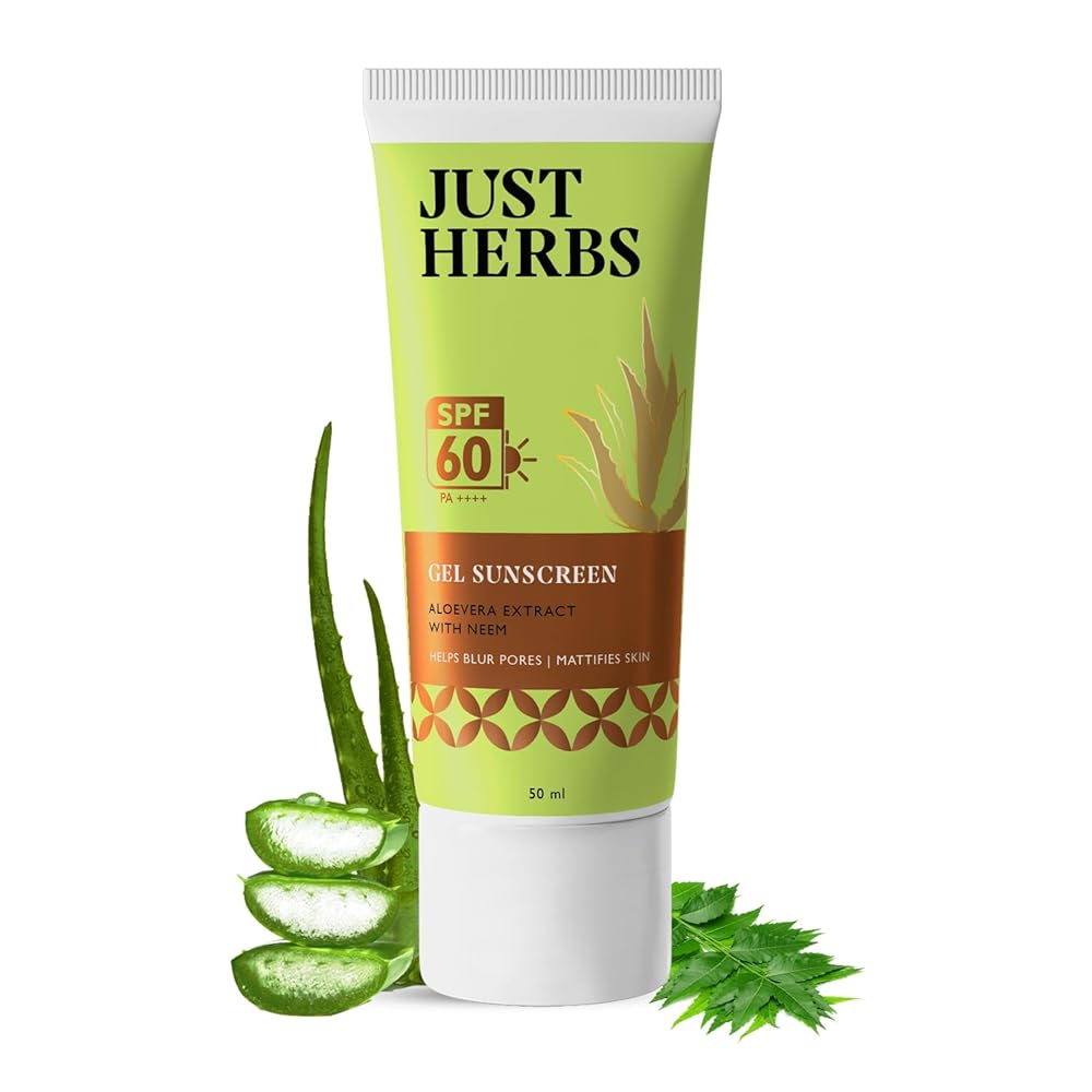 Just Herbs Silicone-free Gel Primer Sunscreen | SPF 60 PA++++ | Broad Spectrum UVA/B & Blue Light Protection | No white cast | For Makeup Lovers | Blurs Pores & Mattifies Skin |...