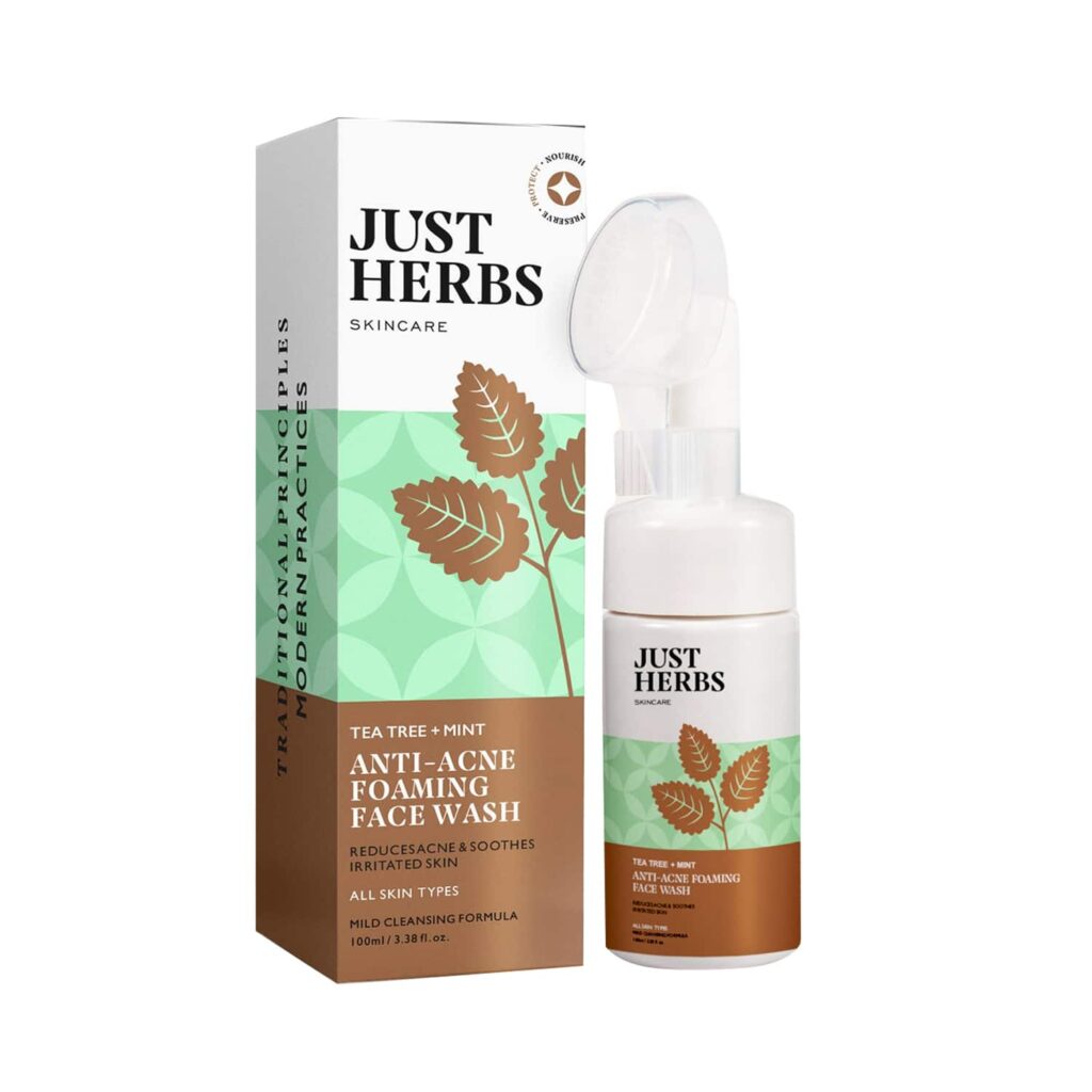 Just Herbs Tea Tree Mint Acne Foaming Face Wash (100 ml) - Just Herbs