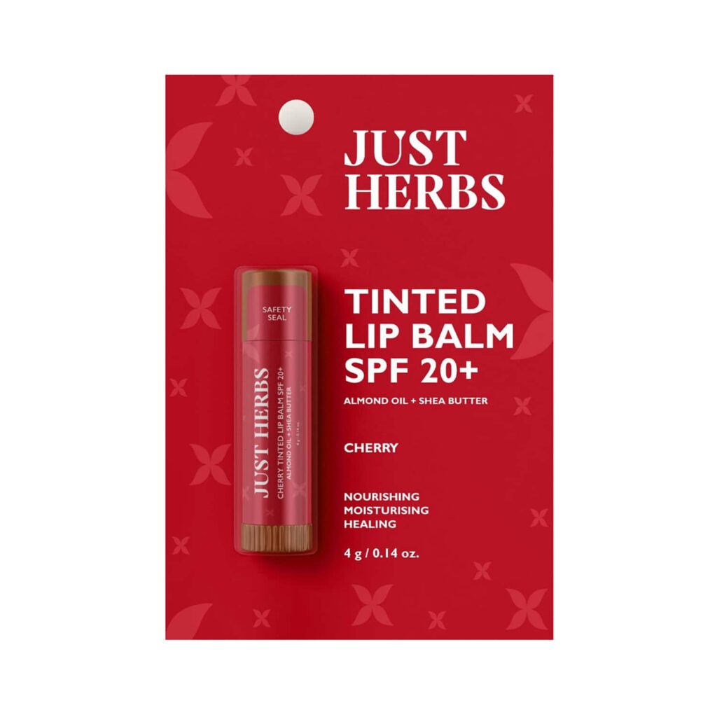 Just Herbs Tinted Lip Balm SPF 20+ - Cherry (4g) - Just Herbs