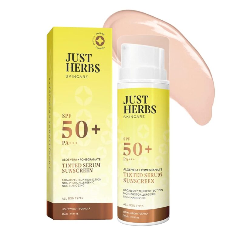 Just Herbs Tinted Sunscreen SPF 50+ PA++++ UVA/UVB Protection for Oily, Dry Skin, No White Cast for Men and Women - 30 ml