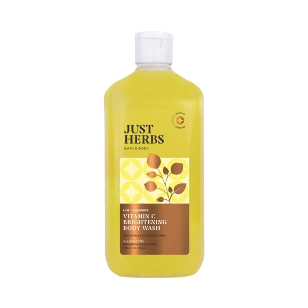 Just Herbs Vitamin C Skin Brightening Exfoliating Body Wash With Lime & Liquorice (300ml) - Just Herbs
