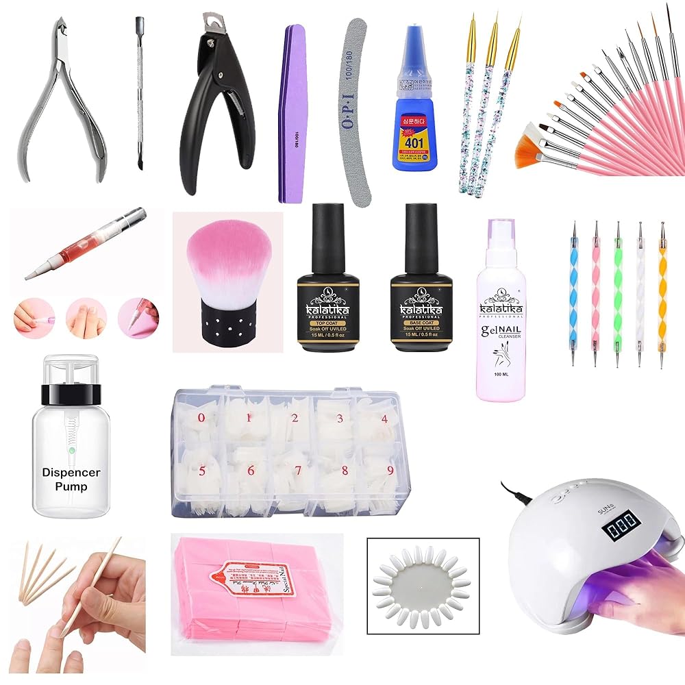 KALATIKA Nail art Kit Combo | Nail art Basic Tools | Nail Extension Kit | Nail art kit for Women
