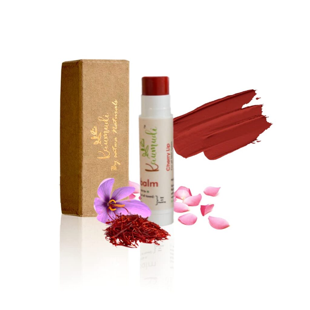 Kaumudi Handmade & 100% Natural 3in1 Lip Balm (Lip Tint | Cheek Tint | Eye Shadow) made with Rose & Saffron Essential oil | Best for Dry, Damaged & Chapped Lips | Hydrates &...