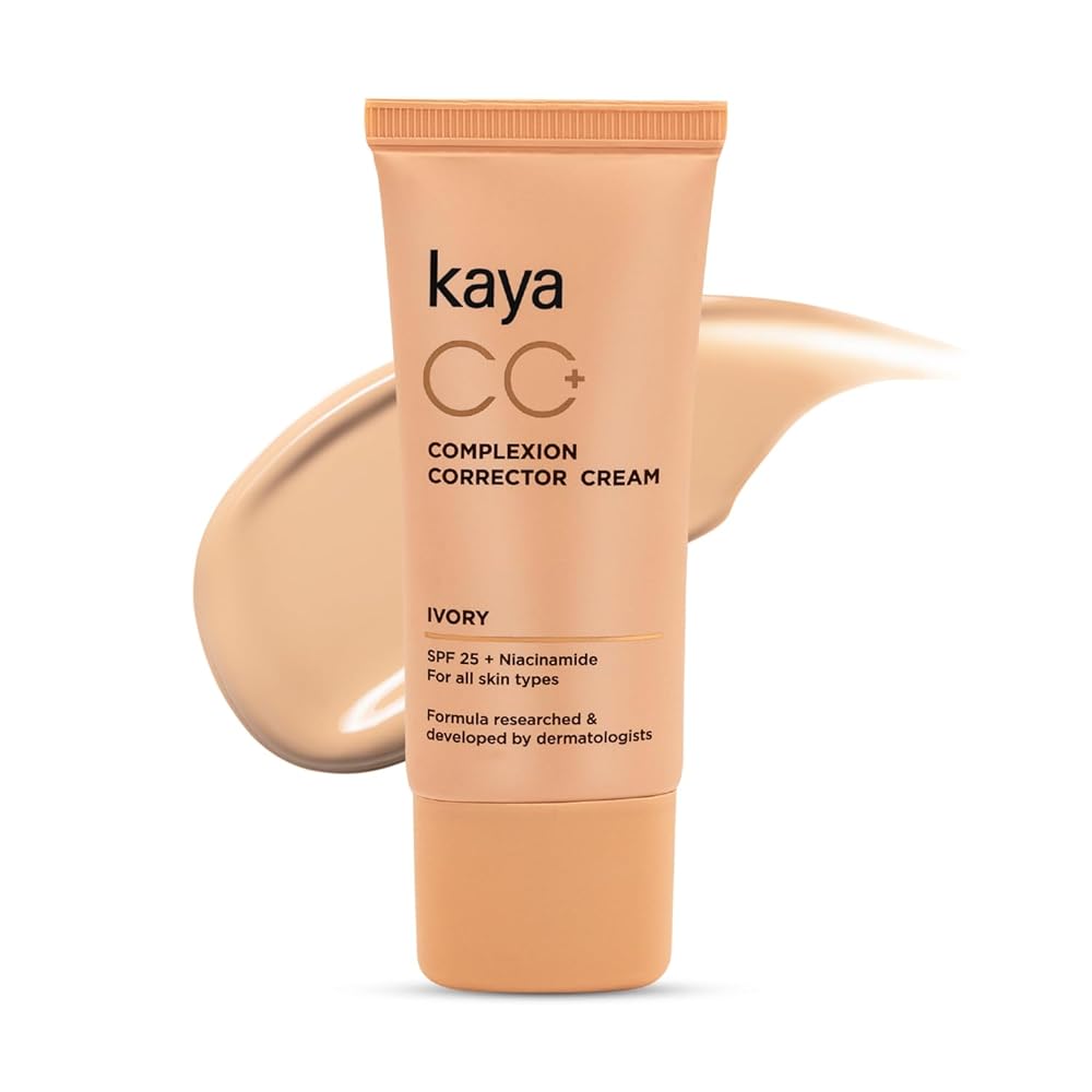 Kaya Clinic Cc+ Complexion Corrector Cream With Niacinamide + Spf25 | Brightening Face Cream All-In-One Cc Cream With Sun Protection | Makeup Look And Formula | 30 G, Light, Matte