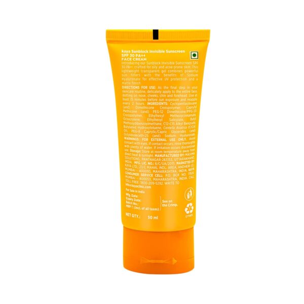 KAYA Clinic Sunblock Invisible Sunscreen SPF 30 PA++ (50 g) - KAYA