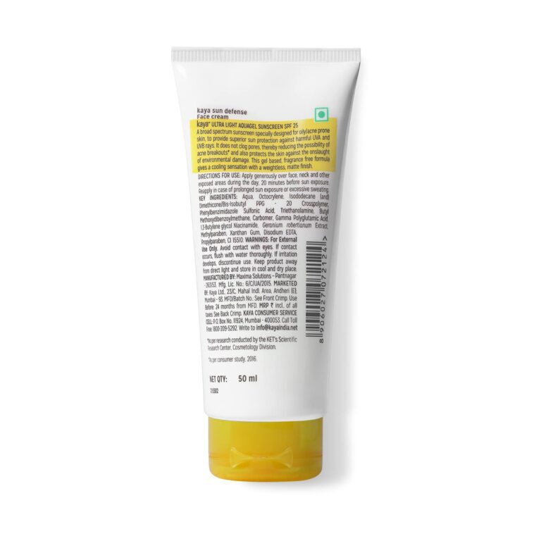 KAYA Sun Defense Ultra Light Aquagel Sunscreen SPF 25 - (50ml) - KAYA
