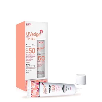 KENGOLD Uvedge Tinted Sunscreen Lotion SPF 50 Ultra Light -50g, All
