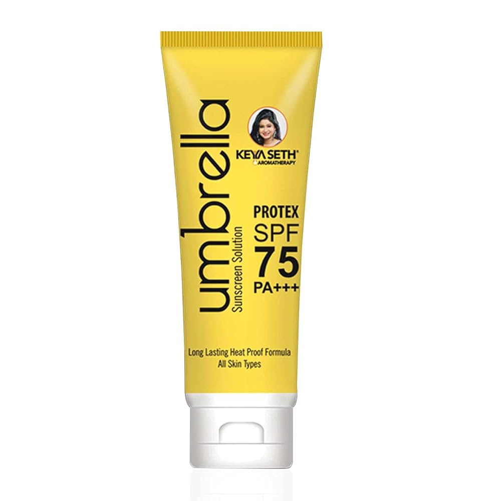 Keya Seth Aromatherapy, Umbrella Sunscreen Solution SPF 75 with PA+++ Long Lasting UV & Heat Protection Formula Oil Control Enriched Micronized Zinc Oxide 100ml