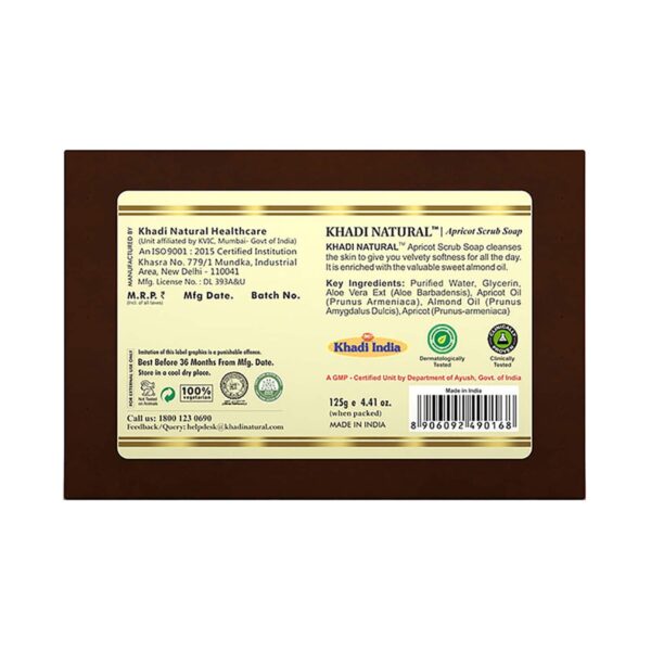 Khadi Natural Apricot Scrub Soap (125g) - Khadi Natural