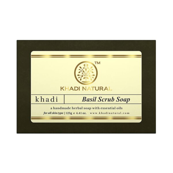Khadi Natural Basil Scrub Soap (125g) - Khadi Natural