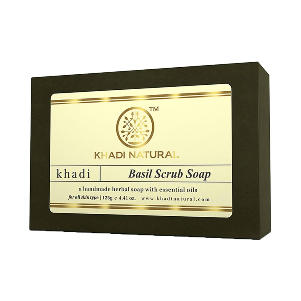 Khadi Natural Basil Scrub Soap (125g) - Khadi Natural