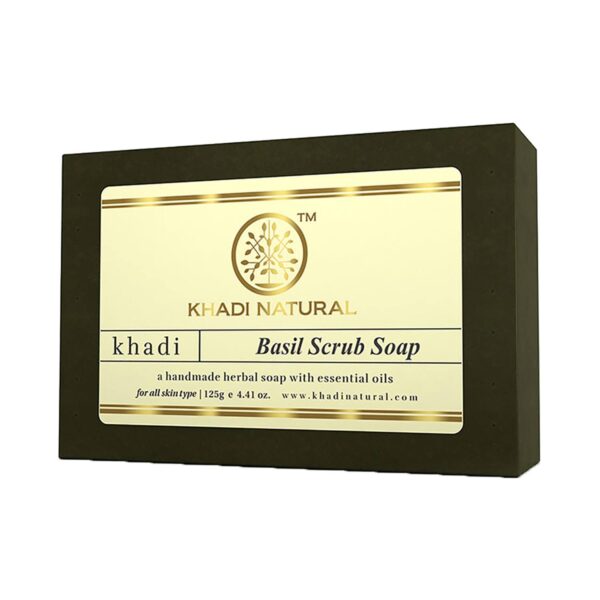 Khadi Natural Basil Scrub Soap (125g) - Khadi Natural
