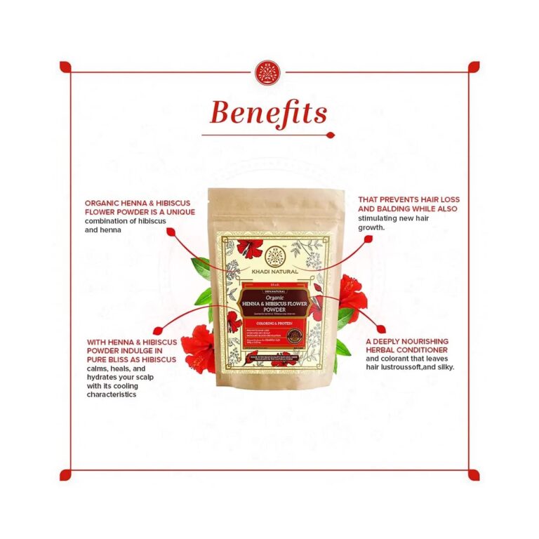 Khadi Natural Henna & Hibiscus Flower Organic Powder (100g) - Khadi Natural
