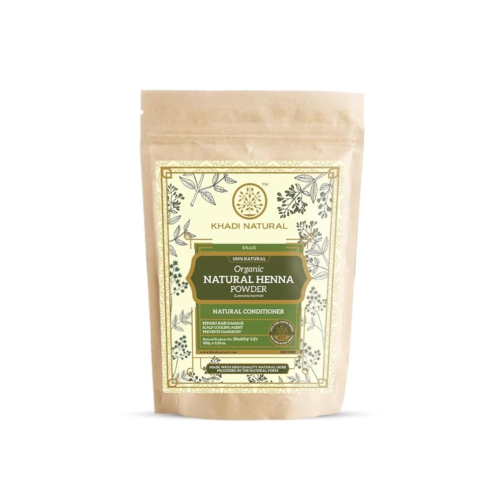Khadi Natural Herbal Henna Organic Powder-Green| Herbal Hair Colour | Natural Henna Powder for Hair | Free From Harsh Chemicals | Suitable for All Hair Types| 100g