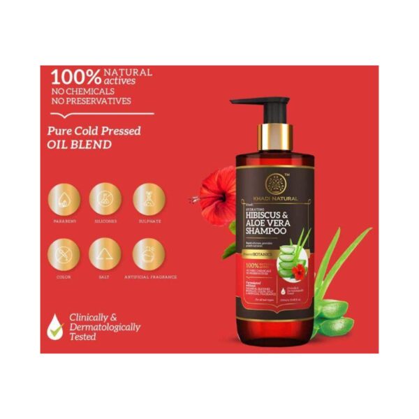 Khadi Natural Hibiscus & Aloevera Hair Cleanser With Reetha & Amla Powered Botanic Shampoo (310 ml) - Khadi Natural