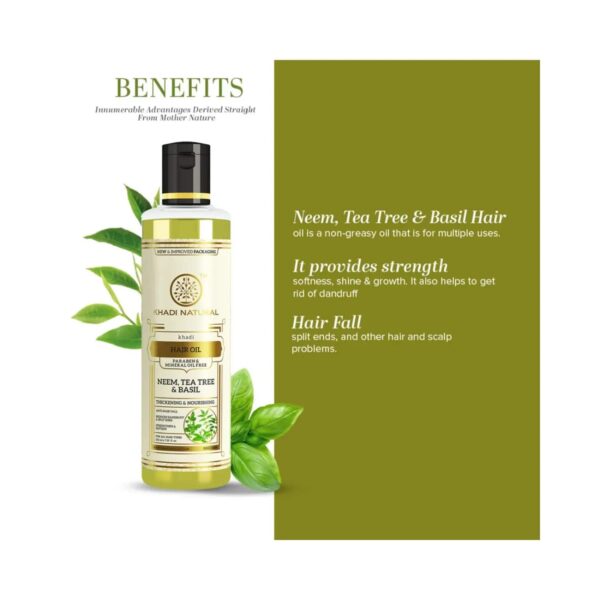 Khadi Natural Neem Tea Tree & Basil Hair Oil (210ml) - Khadi Natural