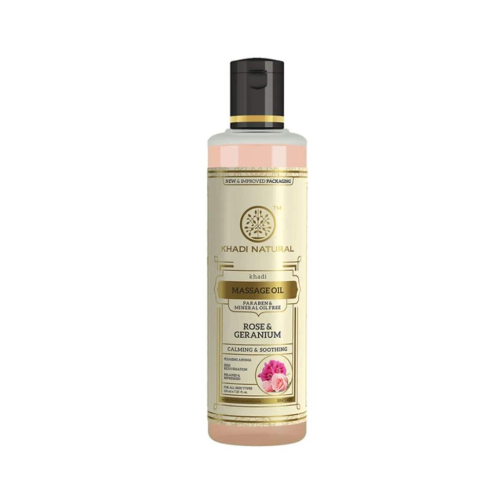 Khadi Natural Rose Geranium Massage Oil (210ml) - Khadi Natural