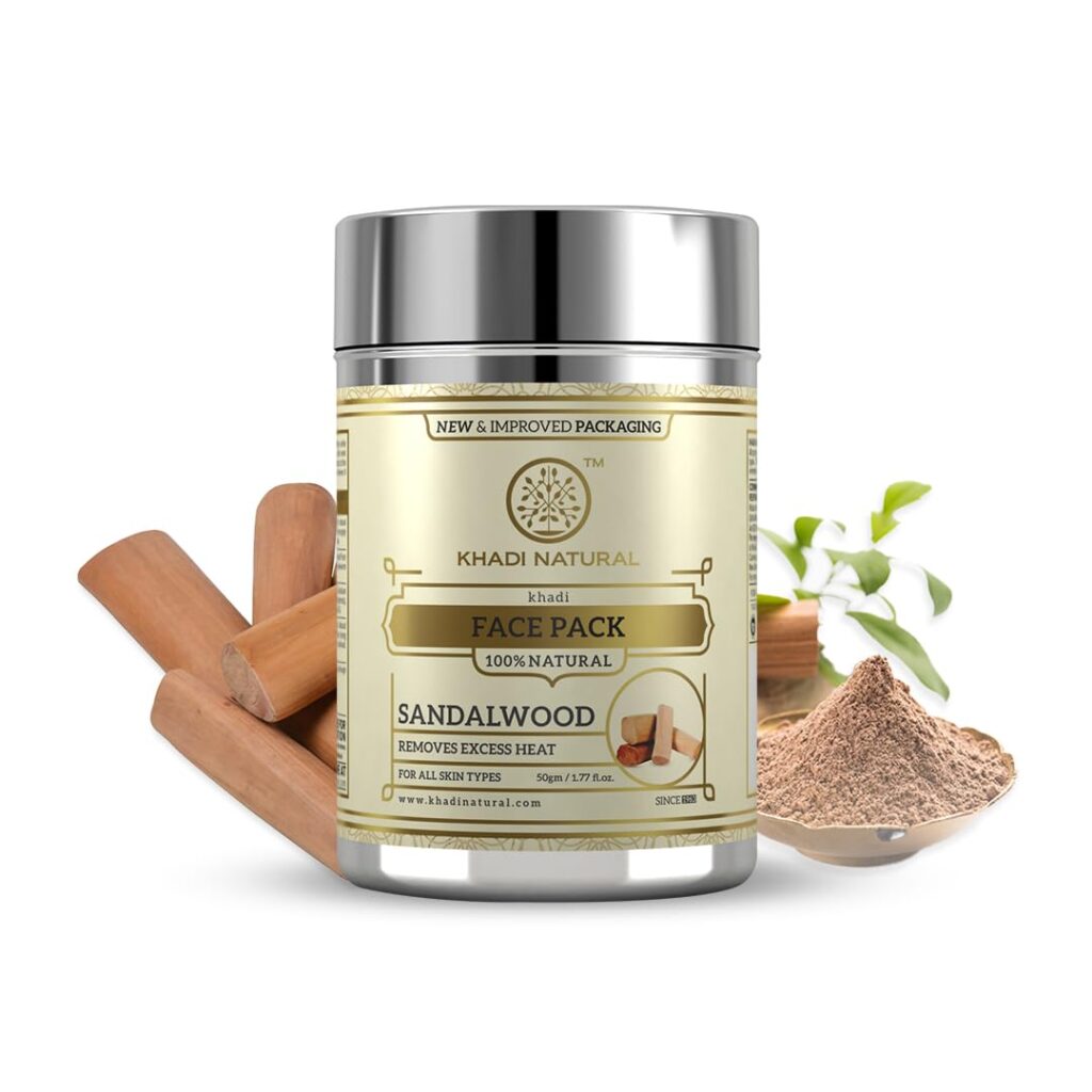 KHADI NATURAL Sandalwood Herbal Face Pack | Face Pack For Controlling Excess Oil | Natural Face Pack For Acne | Herbal Face Pack For Glowing Skin | Suitable For All Skin Types,...