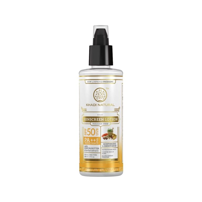 Khadi Natural Sunscreen Lotion with SPF 50 PA++ | Non-Sticky Sunscreen | Sunscreen without White Cast | Paraben Free | Suitable for All Skin Types | 100ml