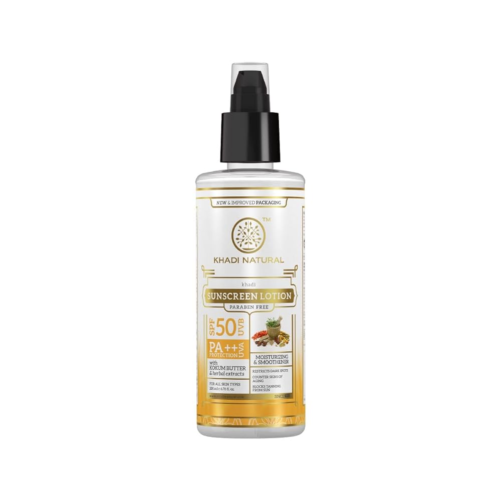 Khadi Natural Sunscreen Lotion with SPF 50 PA++ | Non-Sticky Sunscreen | Sunscreen without White Cast | Paraben Free | Suitable for All Skin Types | 100ml