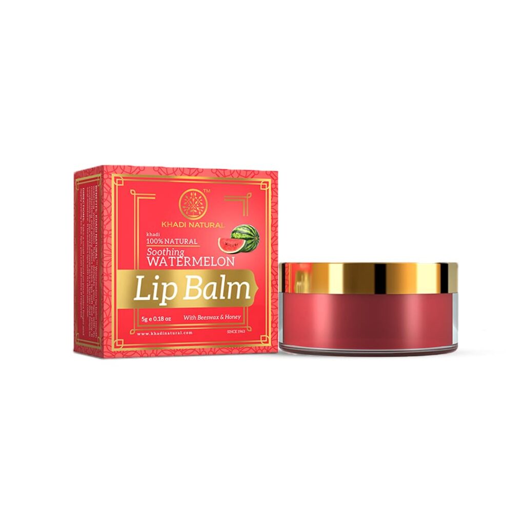 Khadi Natural Watermelon Lip Balm with Beeswax and Shea Butter for Dry Lips | Unisex Lip Balm| 5g