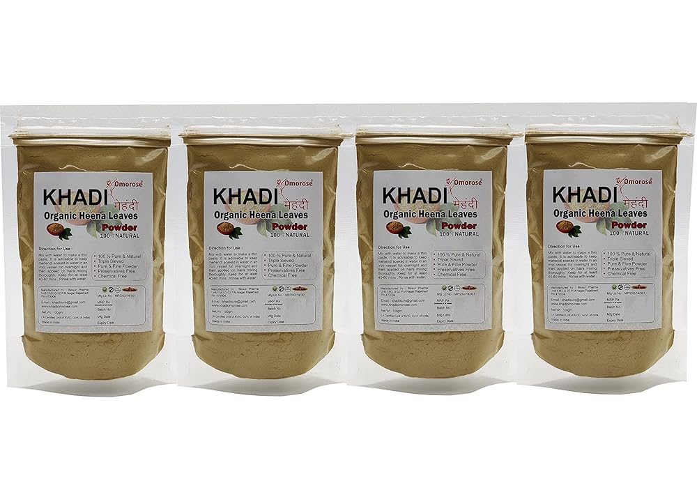 Khadi Omorose Mehendi (Heena Leaves Powder) | Pack of 4 | total 400 Gram
