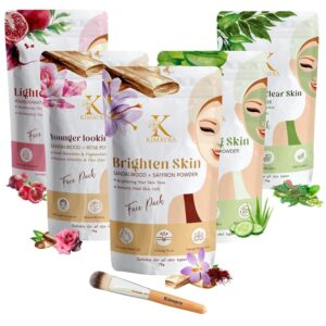 Kimayra Skin Care Combo Powder (Sandalwood + Saffron, Sandalwood + Rose, Aloevera + Cucumber, Pomegranate + Beetroot, Neem + Mint) - Face Pack Combo Powder for Natural Glow Skin...