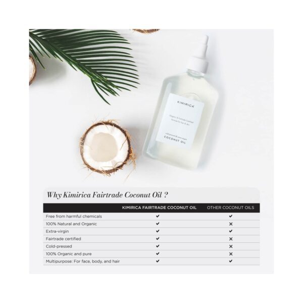 Kimirica 100% Pure Cold Pressed Coconut Oil for Hair & Skin Moisturizing & Nourishing (270 ml) - Kimirica