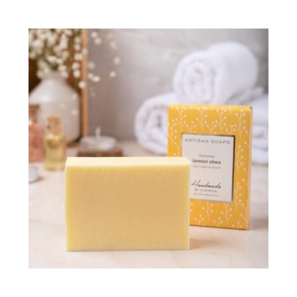 Kimirica Artisan Soap Gift Set Lemon Shea Cedar Shea & Lavender Mint for Men & Women (300 g) - Kimirica