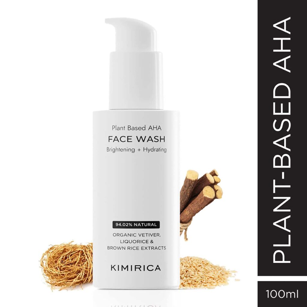 Kimirica Face Wash for Bright & Hydrated Skin with Plant Powered AHA Dry to Normal Skin (100 ml) - Kimirica