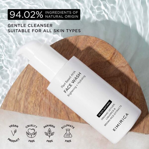 Kimirica Face Wash for Bright & Hydrated Skin with Plant Powered AHA Dry to Normal Skin (100 ml) - Kimirica
