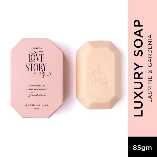 Kimirica Jasmine & Gardenia Luxury Creamy Soap Bar with Shea Butter for Soft & Hydrated Skin (85 g) - Kimirica