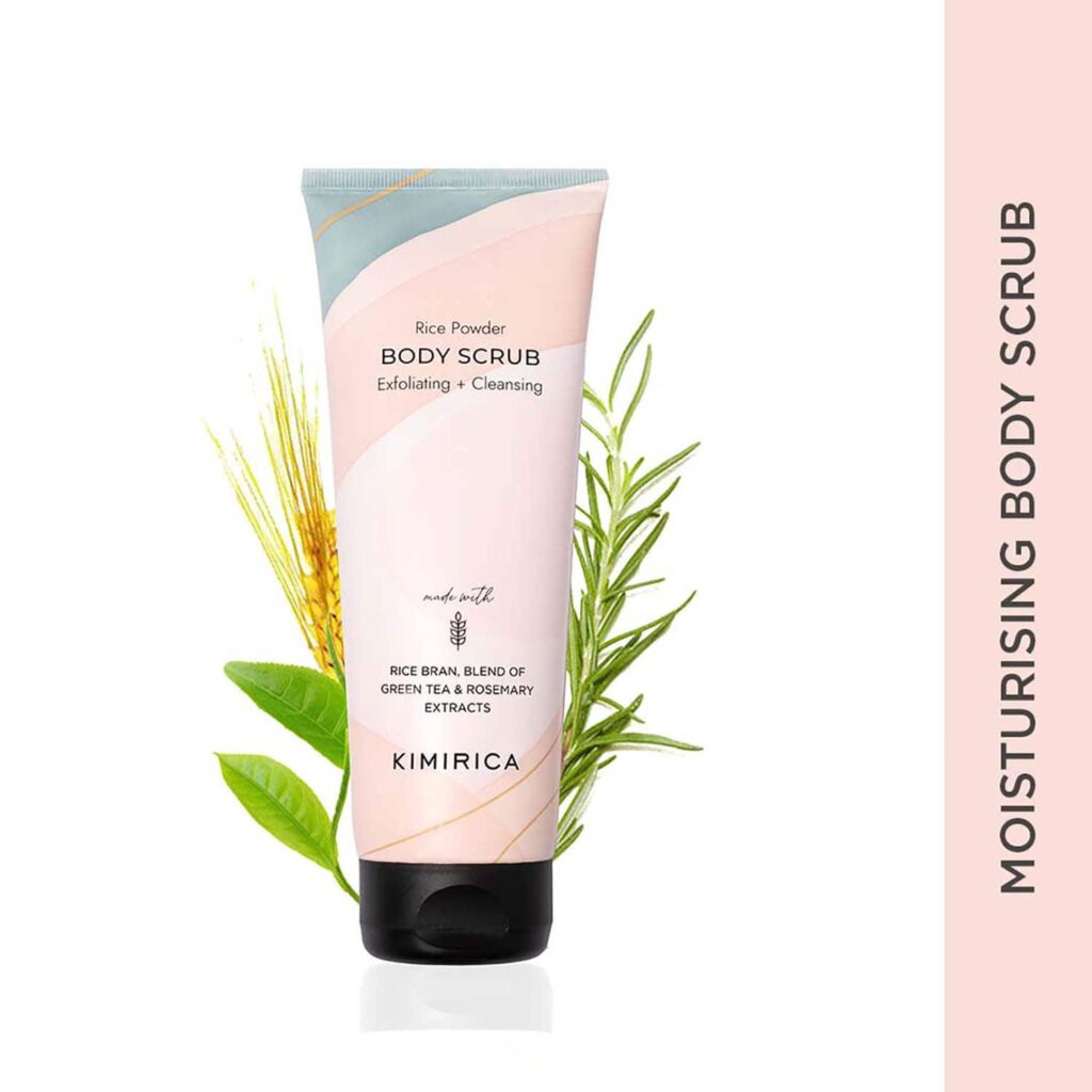 Kimirica Rice Powder Body Scrub Exfoliating Cleansing & Moisturising for Smooth & Soft Skin (180 g) - Kimirica