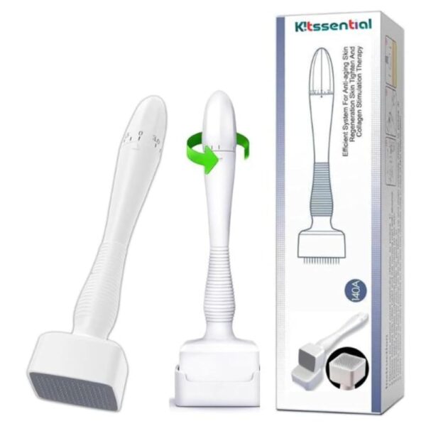Kitssential® 140 Titanium Adjustable Microneedling Derma Stamp -Derma Microneedle Stamp for Face & Hair & Beard & Scalp - Derma Roller Alternative Skin Care - Dermastamp For...